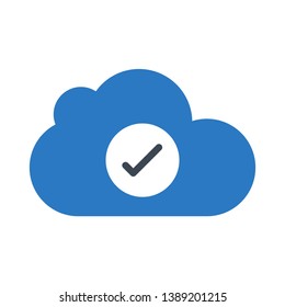 cloud check glyph double color icon