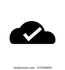 Cloud with check mark.  Done icon vector isolated on white background.