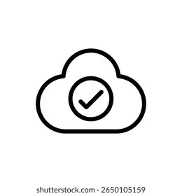 Cloud with check mark symbol representing verification confirmation cloud storage approval success task completion secure data access digital system authentication service