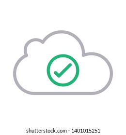 cloud check vector color line icon