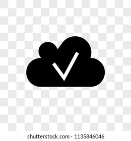 Cloud with check vector icon on transparent background, Cloud with check icon