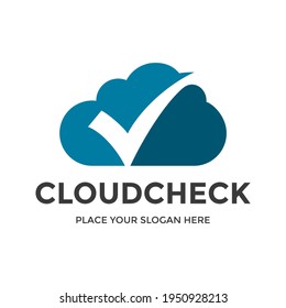 Cloud check vector logo template. This design use okay symbol. Suitable for internet or nature.