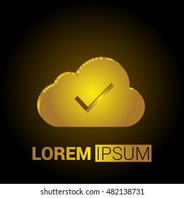 Cloud Checked 3D Golden Metallic Premium Royal Corporate Logo / Icon