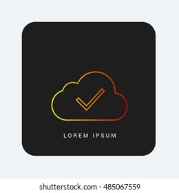 Cloud Checked Red & Orange gradient attractive line thin icon / logo design