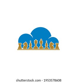 Cloud Chess logo design vector illustration, Creative Chess logo design concept template, symbols icons