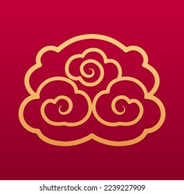 Cloud chinese decorative element. Sky asian decorative illustrations