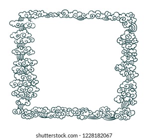 cloud chinese japanese oriental traditional frame design vector