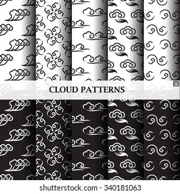 Cloud chinese patterns, monochorme chinese patterns