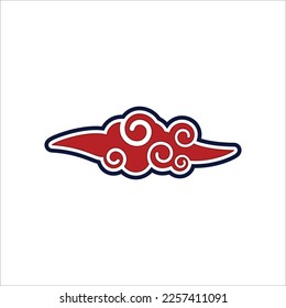 Cloud in Chinese style. Abstract isolated on white background. Vector illustration