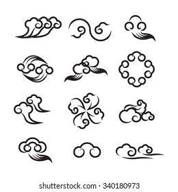 Cloud Chinese Style, Cloud icon set