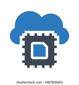 cloud chip glyph colour vector icon