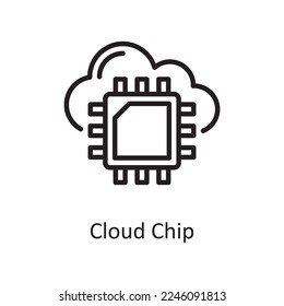 Cloud Chip Outline Icon Design illustration. Web Hosting And Cloud Services Symbol on White background EPS 10 File