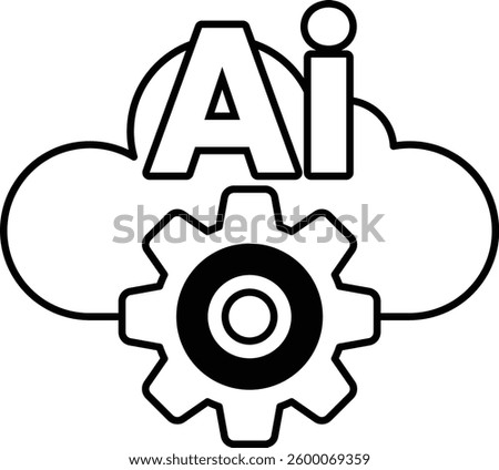 A cloud with a circle in the middle and the letters AI on the right In black and white line style