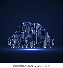 Cloud of circuit board, cloud technology network. Vector illustration