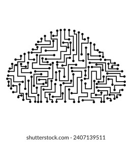 Cloud circuit icon on white background. Cloud computing concept. download and upload data information storage. Vector illustration.