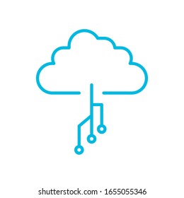 nube con diseño de iconos de estilo de línea de circuito, tecnología virtual futurista innovación moderna tecnología de entretenimiento digital y tema de simulación Ilustración vectorial