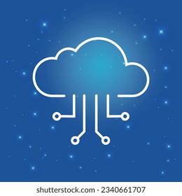 Logo der Cloud-Schaltung Symbol. Signieren der Datenspeicherung im Internet. Daten. Cloud-Speicher, Dateien, Cloud-Hosting und andere Cloud-Technologien. 