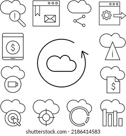 Cloud circular arrow icon in a collection with other items