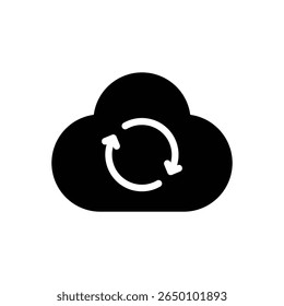 Cloud with circular arrows representing data sync cloud storage backup update synchronization network connection upload digital transfer computing access sharing system