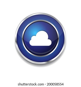 Cloud Circular Vector Blue Web Icon Button