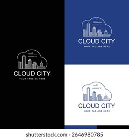 Ilustración del logotipo de la línea de la ciudad de nube