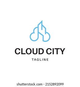 ilustración vectorial del logotipo de nube y ciudad