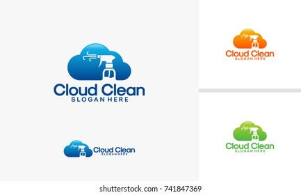 Cloud Clean logo template, Online Cleaning service logo designs vector