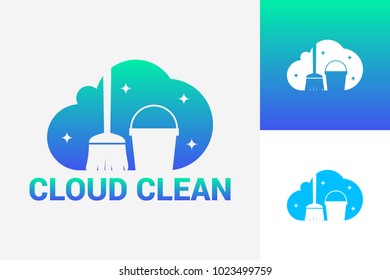 Cloud Cleaner Logo Template Design Vector, Emblem, Design Concept, Creative Symbol, Icon