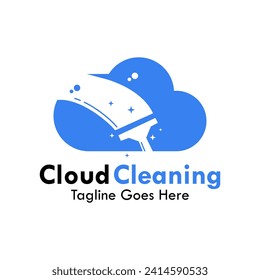 Ilustración del logotipo de diseño de limpieza en nube