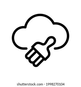 Cloud cleanup icon, Line Vector graphics