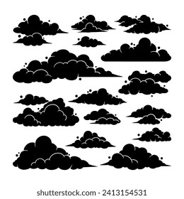 Cloud clipart vector set, flat design collection