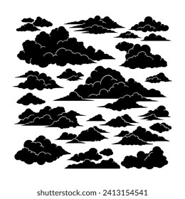 Cloud clipart vector set, flat design collection