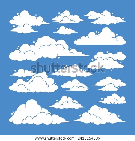 Cloud clipart vector set, flat design collection