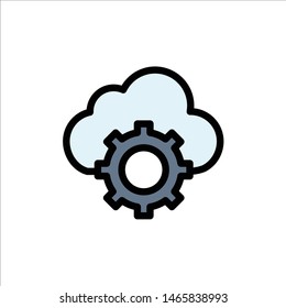 Cloud, Cloud-Computing, Cloud-Settings  Flat Color Icon. Vector icon banner Template. Vector Icon Template background