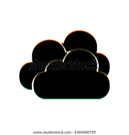 Cloud, Cloudy sign. Black Icon with vertical effect of color edge aberration at white background. Illustration.