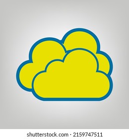 Cloud, Cloudy-Schild. Symbol in den Farben der Ukraine Flagge (gelb, blau) auf grauem Hintergrund. Illustration.