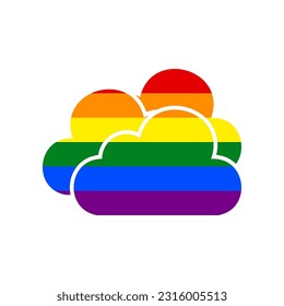 Cloud, Cloudy sign. Rainbow gay LGBT rights colored Icon at white Background. Illustration.