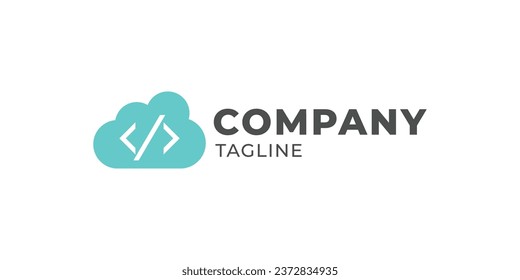 Cloud Code Coding Program Programmer Hash Tags Line Logo Design Vector Template for Brand Business Company