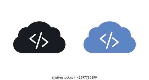 Cloud code colored icon set. Stock Vector