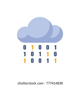 Cloud code icon flat symbol. Isolated vector illustration of software coding sign concept for your web site mobile app logo UI design.