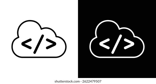 Ícone de código de nuvem forma gráfico simples clipart símbolo. linha fina contorno arte