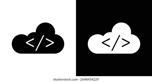 Cloud code icon symbol collection. Flat vector stock illustration.