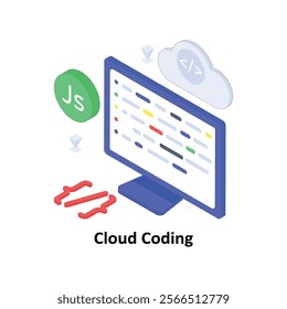 Cloud Coding isometric Colored illustration. EPS File stock illustration