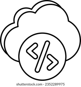 cloud coding line icon design style 