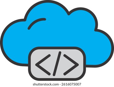 Cloud Coding Line Vector Icon Design