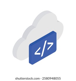 Cloud Coding Vector Flat Isometric Icon Style Ilustration. Eps 10 File