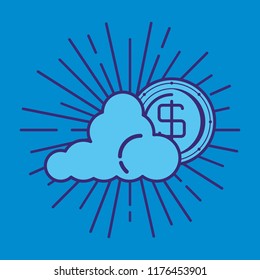 cloud with coin fintech icon