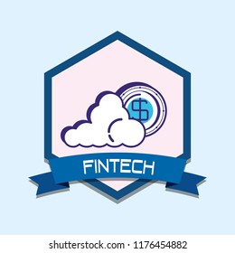 cloud with coin fintech icon