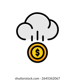 Wolke und Münze Symbol Finanzen Vektor bunte Design-Stil