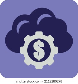 Nube con moneda, ilustración, vector sobre fondo blanco.